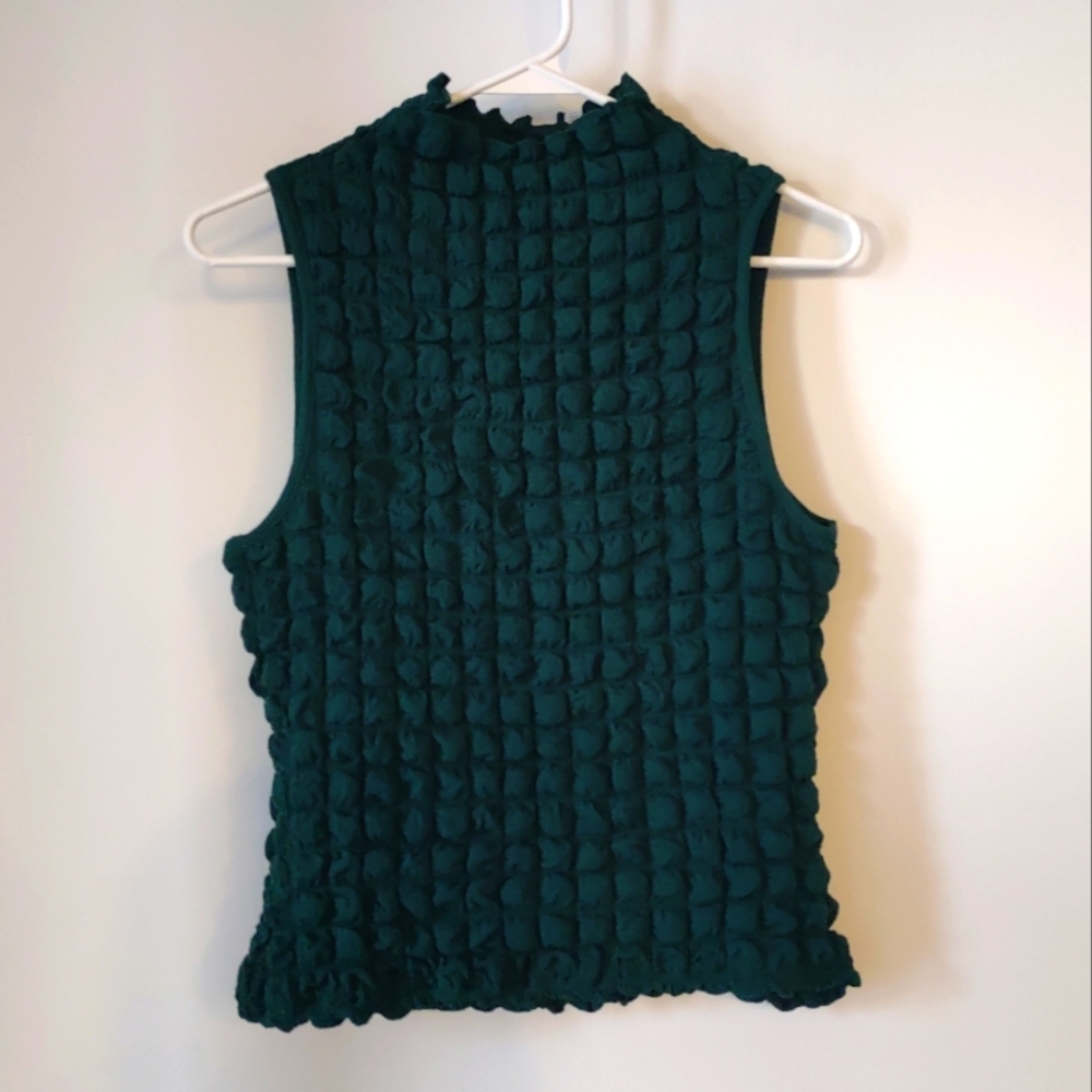 Entro emerald green waffle textured tank top - M